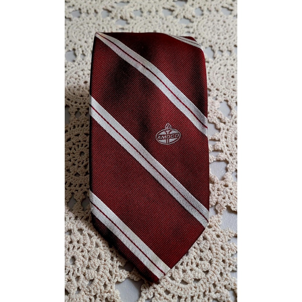 Givenchy Tie Mens Burgundy w/ White Stripes Neckwear Made For Standard Oil Amoco